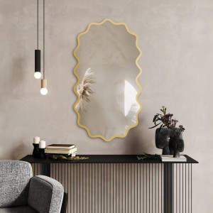 Oglindă ovală în ramă MDF ondulată – AQUARELLE ELORA Dimensiuni 60x108
