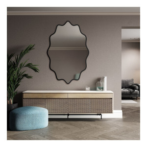 Oglindă eliptică în ramă MDF ondulată – AQUARELLE ELVA Dimensiuni 60x90