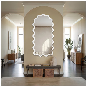 Oglindă semi-ovală în ramă MDF ondulată – AQUARELLE SONA Dimensiuni 60x120