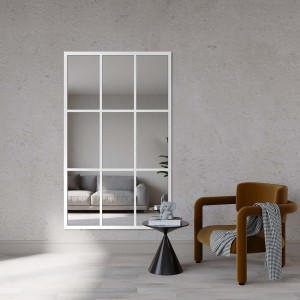Oglindă de mansardă cu muntins , cu ramă albă - HANA Dimensiuni 70x150