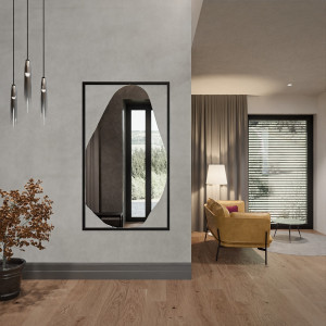 Oglindă organică cu ramă neagră din MDF - HUBERTUS Dimensiuni 60x120