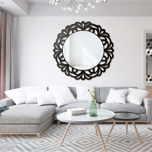 Oglindă decorativă cu ramă din mdf traforată - IDALIA Dimensiuni 70x70 (FI 45)