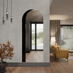 Oglindă semiovală cu lacobel negru decorativ - KOSMA Dimensiuni 50x150