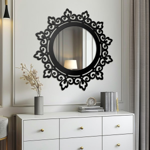 Oglindă decorativă în ramă traforată LARA Dimensiuni 65x65 (FI 35)