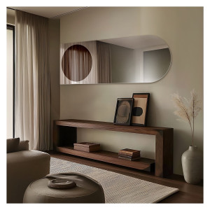 Oglindă semiovală cu placă rotundă maro – MOCHA CARAMEL Dimensiuni 150x50