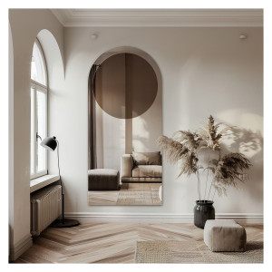 Oglindă semiovală cu placă rotundă maro – MOCHA CHOCO Dimensiuni 50x150