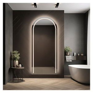Oglindă de baie semi-ovală cu iluminare - PLATO LED Dimensiuni 50x100