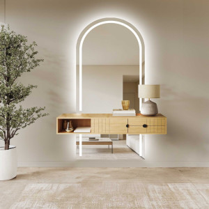 Oglindă semiovală cu iluminare - PLATO IN TWO LED PARTS Dimensiuni 50x150