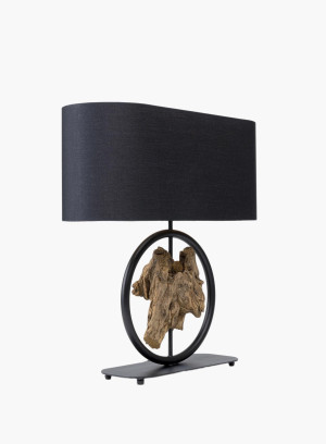 Lampa stołowa Nature Circle z drewnem