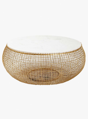 Stolik Cesta złoty - blat marmurowy