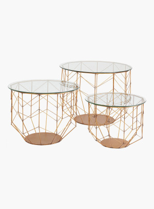 Stolik kawowy Wire Grid miedziany (3/Set)