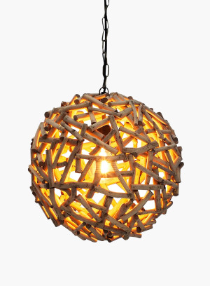 Lampa wisząca Pure Nature kula drewniana