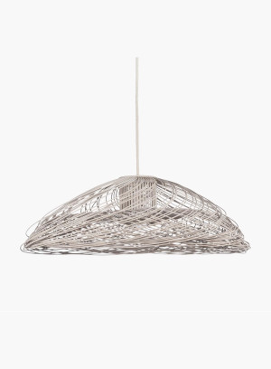 Lampa wisząca Satelise M rattan biała
