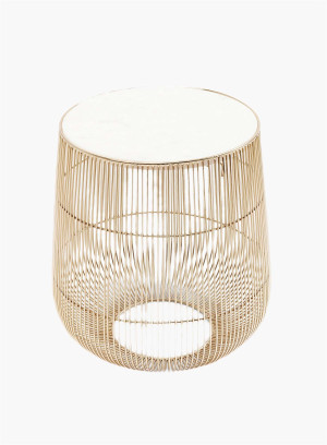 Stolik boczny Beam White Marble biały