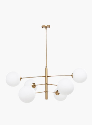 Lampa wisząca Planets 6 szklanych mlecznych kul