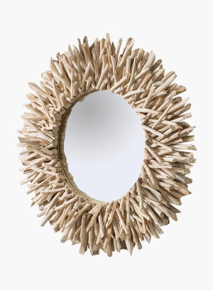 Lustro ścienne Riverside szare z drewna