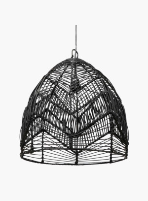 Lampa wisząca Bala Czarna rattanowa M