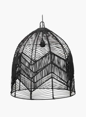Lampa wisząca Bala Czarna rattanowa L