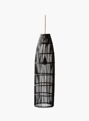 Lampa wisząca Fish Trap rattanowa Czarna L