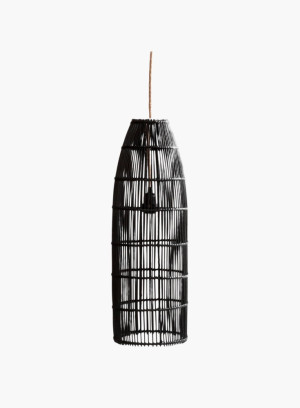 Lampa wisząca Fish Trap rattanowa Czarna M