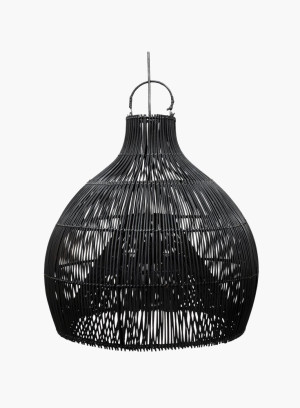 Lampa wisząca Lobster Trap rattanowa Czarna L