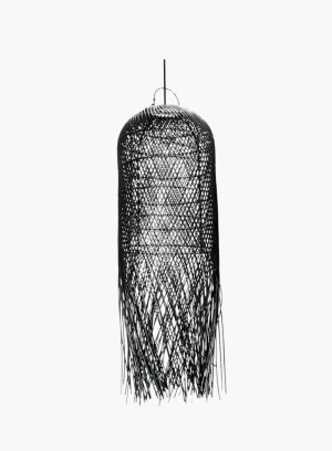 Lampa wisząca Squid rattanowa Czarna M