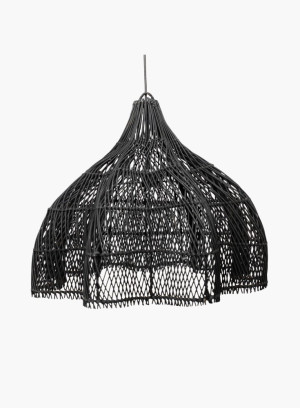 Lampa wisząca Whipped rattanowa Czarna M