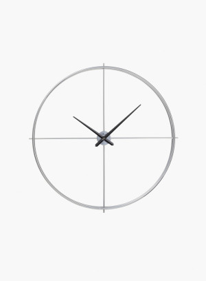 Zegar ścienny okrągły Simple Pure Silver duży
