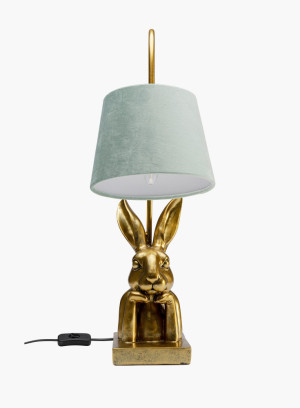 Lampa Stołowa Animal Bunny Gold z miętowym kloszem
