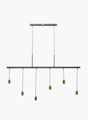 Lampa wisząca Pole Black Six z widocznymi żarówkami