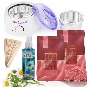 Zestaw do depilacji: 2 x wosk twardy Rose ItalWax + podgrzewacz