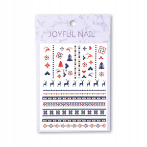 Naklejki do paznokci cienkie samoprzylepne świąteczne Joyful Nail nr 1214