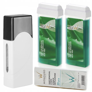 Depilacja zestaw 2x wosk ItalWax Aloe Flex podgrzewacz paski