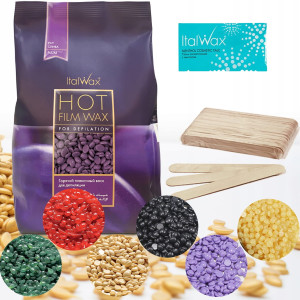 Zestaw do depilacji ItalWax wosk twardy 1kg (do wyboru) + talk + szpatułki