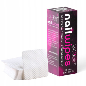 La’kier Nail Wipes bezpyłowe waciki perforowane do zmywania paznokci 200 sztuk