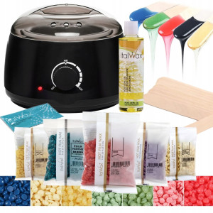 ItalWax Zestaw do depilacji bezpaskowej 5 x wosk twardy + podgrzewacz + preparaty + szpatułki