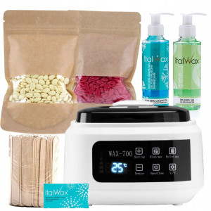 ItalWax Zestaw do depilacji - podgrzewacz 120W + 2x wosk twardy 250g + preparaty + szpatułki + talk