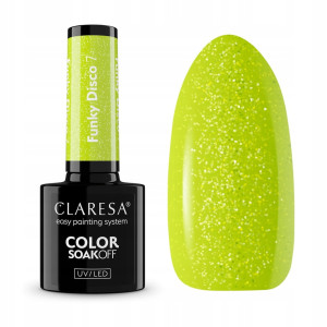 Claresa Funky Disco 7 limonkowy brokatowy lakier hybrydowy 5g