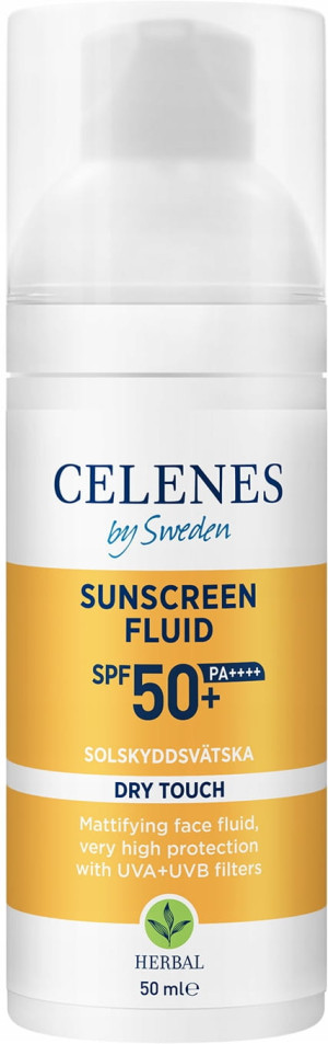 Celenes by Sweden Herbal Dry Touch Sunscreen Fluid SPF50+ Fluid przeciwsłoneczny do opalania wodoodporny 50ml