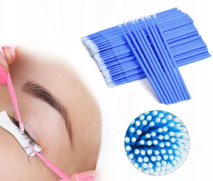 Beautiona Jednorazowe mikro-aplikatory do rzęs bezwłókninowe niebieskie 1.5mm 100 sztuk