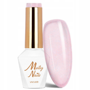 Molly Nails Wedding Yes, I Do 23 Transparent Glitter Pink Gel Polish HEMA/Di-HEMA Free Różowy transparentny lakier hybrydowy LED/UV 8g