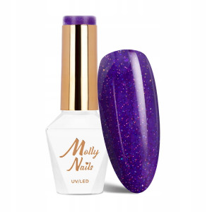 Molly Nails Winter Crystalize 226 Eternal Beauty Gel Polish HEMA/Di-HEMA Free Fioletowy brokatowy lakier hybrydowy LED/UV 8g
