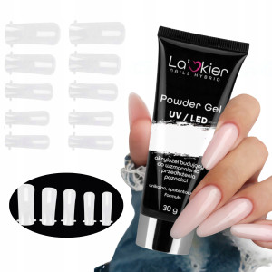 La’kier Zestaw do przedłużania paznokci - akrylożel 30g Clear + formy Classic 100 sztuk