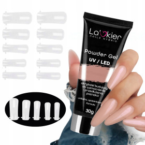 La’kier Zestaw do przedłużania paznokci - akrylożel 30g Light Brown + formy Classic 100 sztuk