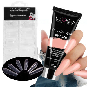 La’kier Zestaw do przedłużania paznokci - akrylożel 30g Musk + formy Ballerina 100 sztuk