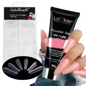 La’kier Zestaw do przedłużania paznokci - akrylożel 30g Peony + formy Ballerina 100 sztuk