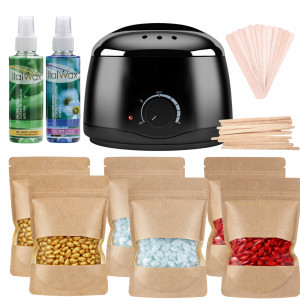 ItalWax Zestaw do depilacji - podgrzewacz Black 100W + 6x wosk twardy Limited Collection 100g + preparat przed i po depilacji + szpatułki