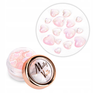 Molly Nails Ozdoby 3D do paznokci w słoiczku serduszka holograficzne #2 Light Pink