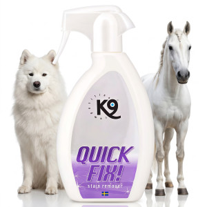 K9 Quick Fix Suchy Szampon Rozjaśniający dla Psa i Konia do Białej Jasnej Sierści Usuwa Plamy Zażółcenia Proteiny Pszenicy 500 ml