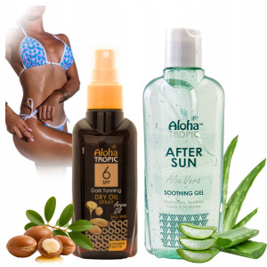 MadiS Arganowy Zestaw Do Opalania Olejek SPF6 Kojący Żel 2szt